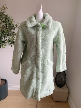 Nike Mint Green Sherpa Fleece Long Coat Size S M